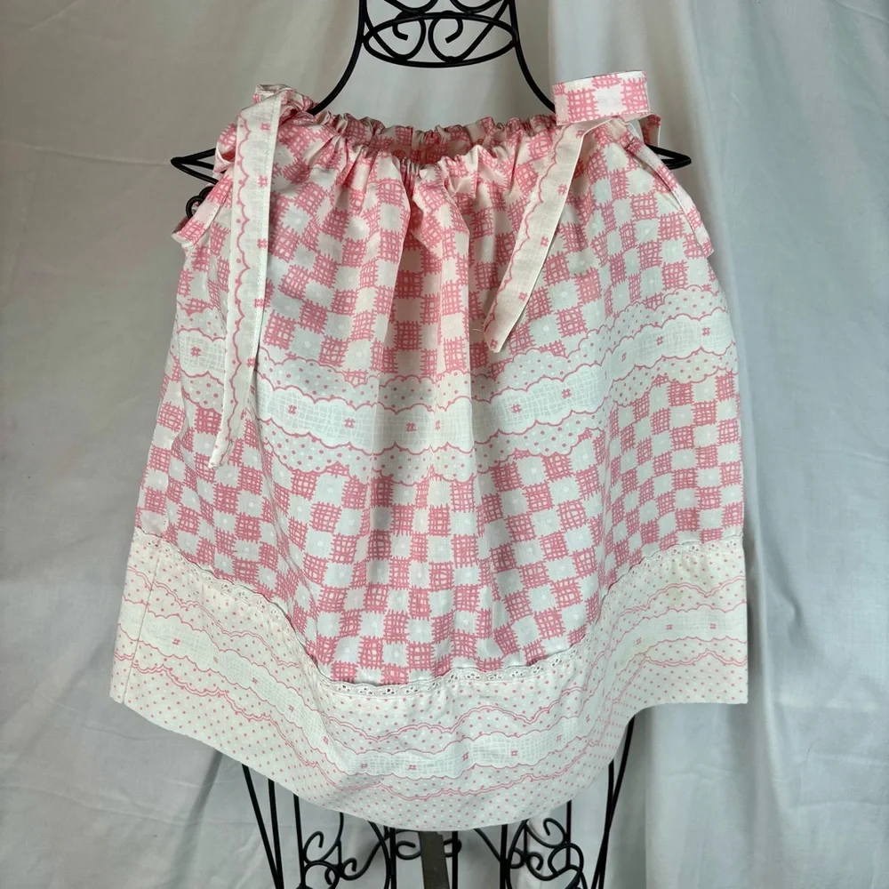 Infant Dress from VTG Pillowcase Handmade features Pink and White Check 18-24 mo